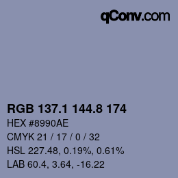Farbcode: RGB 137.1 144.8 174 | qconv.com