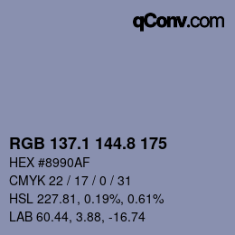 Color code: RGB 137.1 144.8 175 | qconv.com