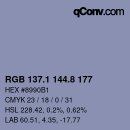 Color code: RGB 137.1 144.8 177 | qconv.com