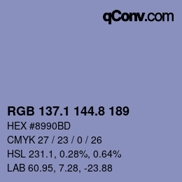 Color code: RGB 137.1 144.8 189 | qconv.com