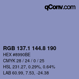 カラーコード: RGB 137.1 144.8 190 | qconv.com