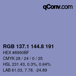 Color code: RGB 137.1 144.8 191 | qconv.com