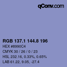 Color code: RGB 137.1 144.8 196 | qconv.com