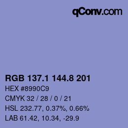 Color code: RGB 137.1 144.8 201 | qconv.com