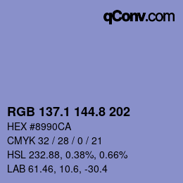 Farbcode: RGB 137.1 144.8 202 | qconv.com