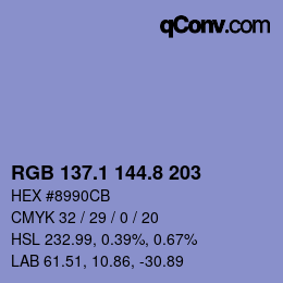 Farbcode: RGB 137.1 144.8 203 | qconv.com