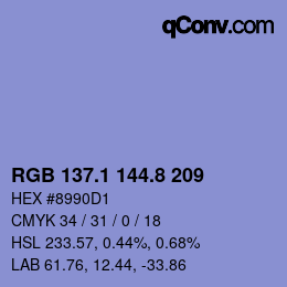 カラーコード: RGB 137.1 144.8 209 | qconv.com