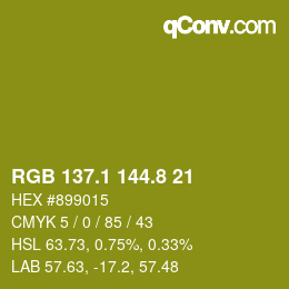 カラーコード: RGB 137.1 144.8 21 | qconv.com