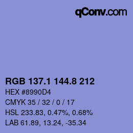 Color code: RGB 137.1 144.8 212 | qconv.com
