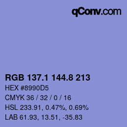 Farbcode: RGB 137.1 144.8 213 | qconv.com