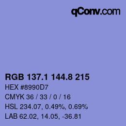 Farbcode: RGB 137.1 144.8 215 | qconv.com