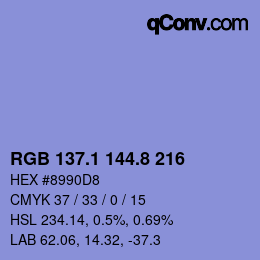 Color code: RGB 137.1 144.8 216 | qconv.com