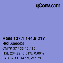 Farbcode: RGB 137.1 144.8 217 | qconv.com