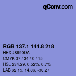カラーコード: RGB 137.1 144.8 218 | qconv.com