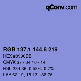 カラーコード: RGB 137.1 144.8 219 | qconv.com