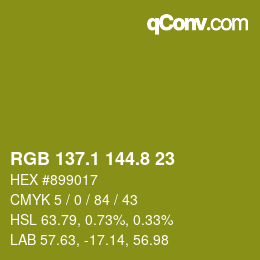 カラーコード: RGB 137.1 144.8 23 | qconv.com
