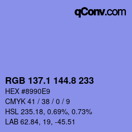 カラーコード: RGB 137.1 144.8 233 | qconv.com