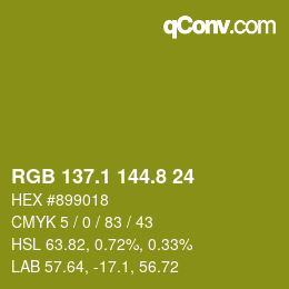 カラーコード: RGB 137.1 144.8 24 | qconv.com