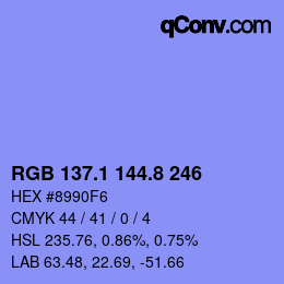 カラーコード: RGB 137.1 144.8 246 | qconv.com