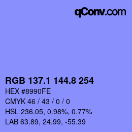 カラーコード: RGB 137.1 144.8 254 | qconv.com