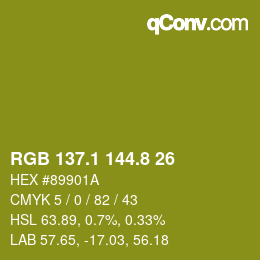 カラーコード: RGB 137.1 144.8 26 | qconv.com
