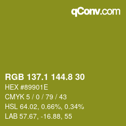 カラーコード: RGB 137.1 144.8 30 | qconv.com