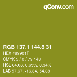 カラーコード: RGB 137.1 144.8 31 | qconv.com