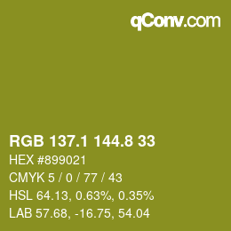 カラーコード: RGB 137.1 144.8 33 | qconv.com