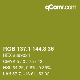 カラーコード: RGB 137.1 144.8 36 | qconv.com