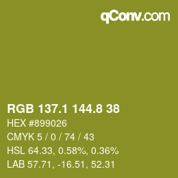 カラーコード: RGB 137.1 144.8 38 | qconv.com