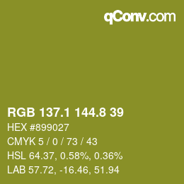 カラーコード: RGB 137.1 144.8 39 | qconv.com