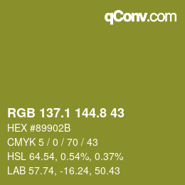 カラーコード: RGB 137.1 144.8 43 | qconv.com