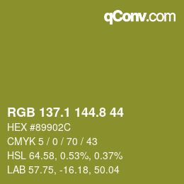 カラーコード: RGB 137.1 144.8 44 | qconv.com