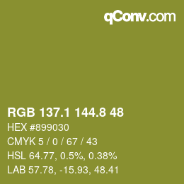 カラーコード: RGB 137.1 144.8 48 | qconv.com