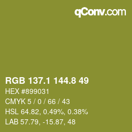 カラーコード: RGB 137.1 144.8 49 | qconv.com