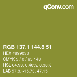 カラーコード: RGB 137.1 144.8 51 | qconv.com