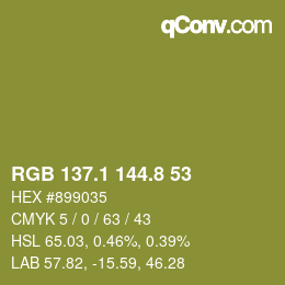 カラーコード: RGB 137.1 144.8 53 | qconv.com