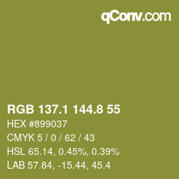 カラーコード: RGB 137.1 144.8 55 | qconv.com