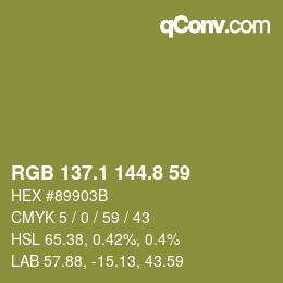 カラーコード: RGB 137.1 144.8 59 | qconv.com