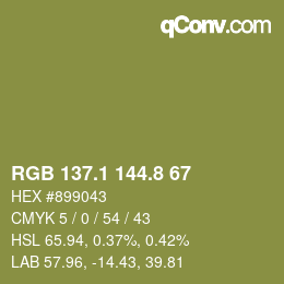 カラーコード: RGB 137.1 144.8 67 | qconv.com