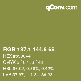 カラーコード: RGB 137.1 144.8 68 | qconv.com