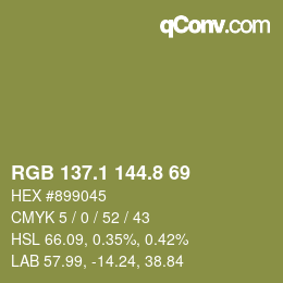 カラーコード: RGB 137.1 144.8 69 | qconv.com