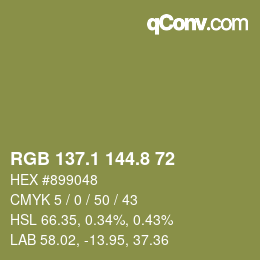 カラーコード: RGB 137.1 144.8 72 | qconv.com