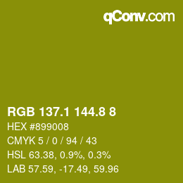 カラーコード: RGB 137.1 144.8 8 | qconv.com