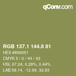 カラーコード: RGB 137.1 144.8 81 | qconv.com