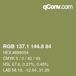 Color code: RGB 137.1 144.8 84 | qconv.com