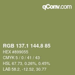 Color code: RGB 137.1 144.8 85 | qconv.com