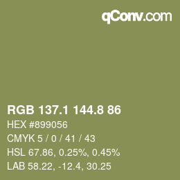カラーコード: RGB 137.1 144.8 86 | qconv.com