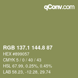 カラーコード: RGB 137.1 144.8 87 | qconv.com