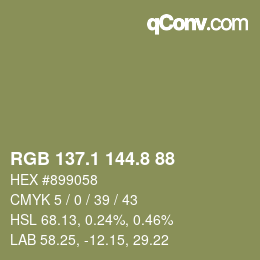カラーコード: RGB 137.1 144.8 88 | qconv.com